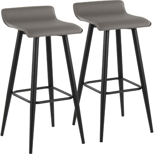 Ale 29" Bar Stool in Grey Leatherette & Black Steel (Set of 2)